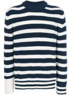 Sacai Striped Crew Neck Jumper - Blue