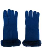 N.peal Fur Trim Gloves - Blue