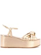 Casadei Knot Detail Platform Sandals - Gold