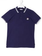 Moncler Kids Striped Detail Polo Shirt - Blue