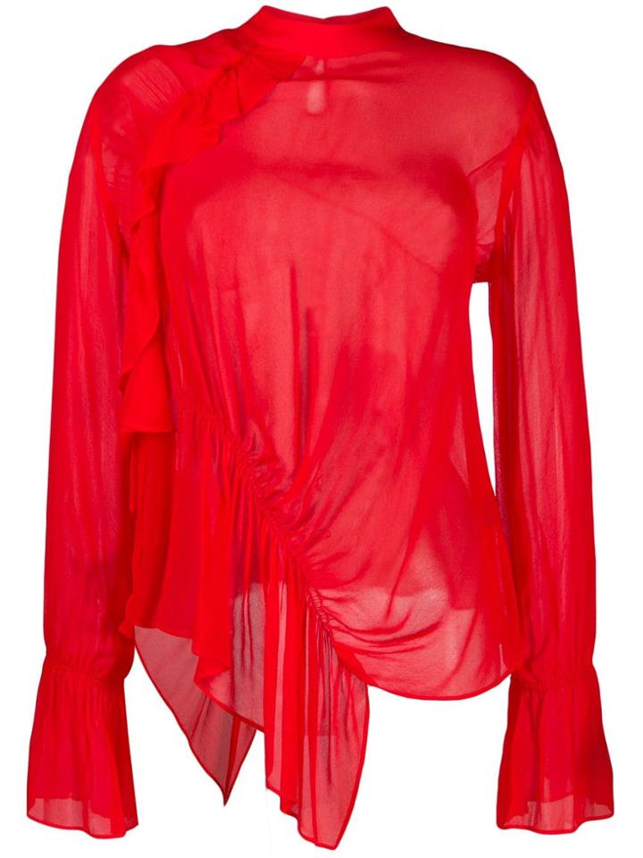 Preen Line Ruffled Asymmetric Blouse - Red