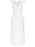 Three Graces Mable Sleeveless V-neck Ruffle Cotton Dress - White
