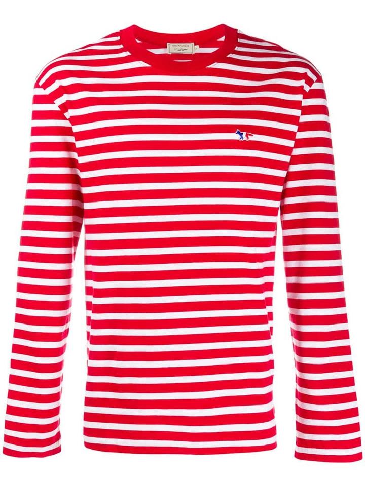 Maison Kitsuné Striped Long Sleeve Top - Red