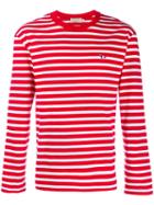 Maison Kitsuné Striped Long Sleeve Top - Red