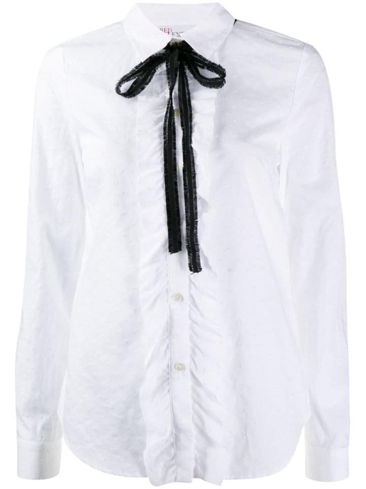 Red Valentino Contrast Bow Ruffled Shirt - White