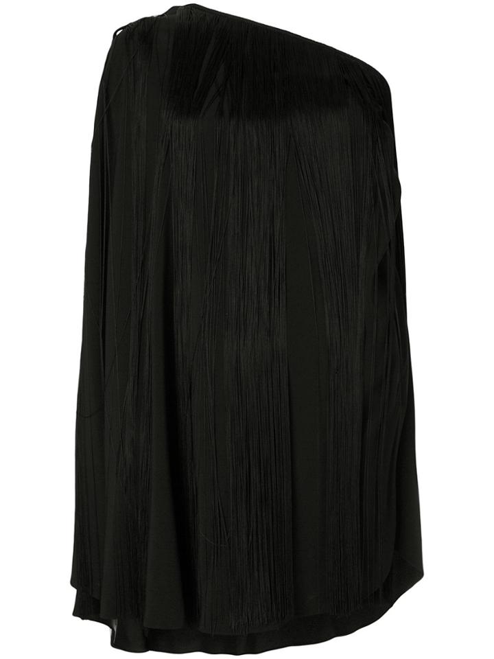 Saint Laurent Single Sleeve Fringed Dress - Black