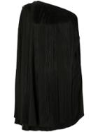 Saint Laurent Single Sleeve Fringed Dress - Black