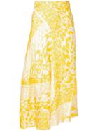 Victoria Beckham Leopard Print Midi Skirt - Yellow