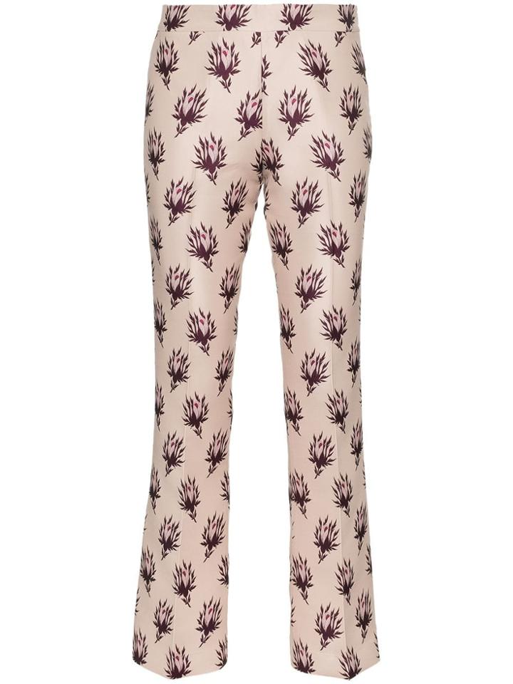 Giambattista Valli Floral Print Straight Trousers - Pink & Purple