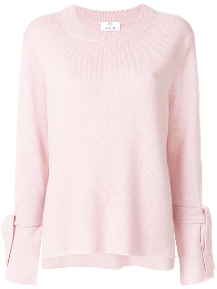 Allude Jumper With Tie Cuffs - Pink & Purple