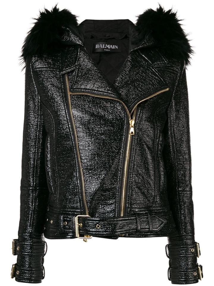 Balmain Zipped Up Biker Jacket - Black