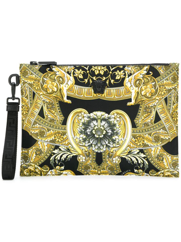 Versace Baroque Print Clutch - Yellow & Orange