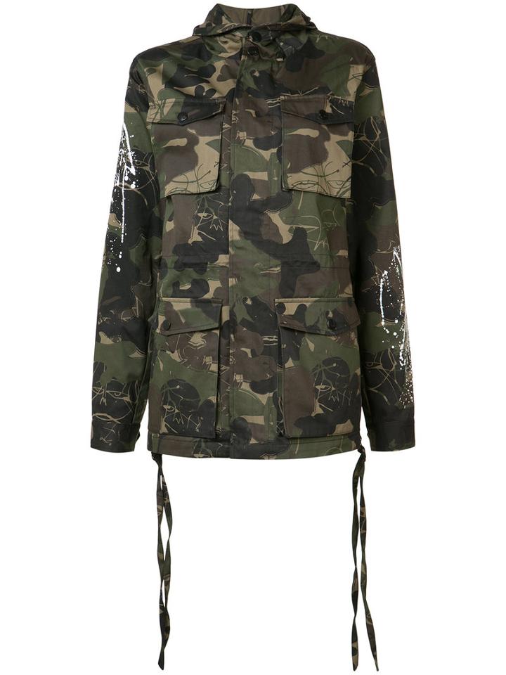 Haculla Camouflage Print Hooded Coat, Women's, Size: Medium, Green, Cotton