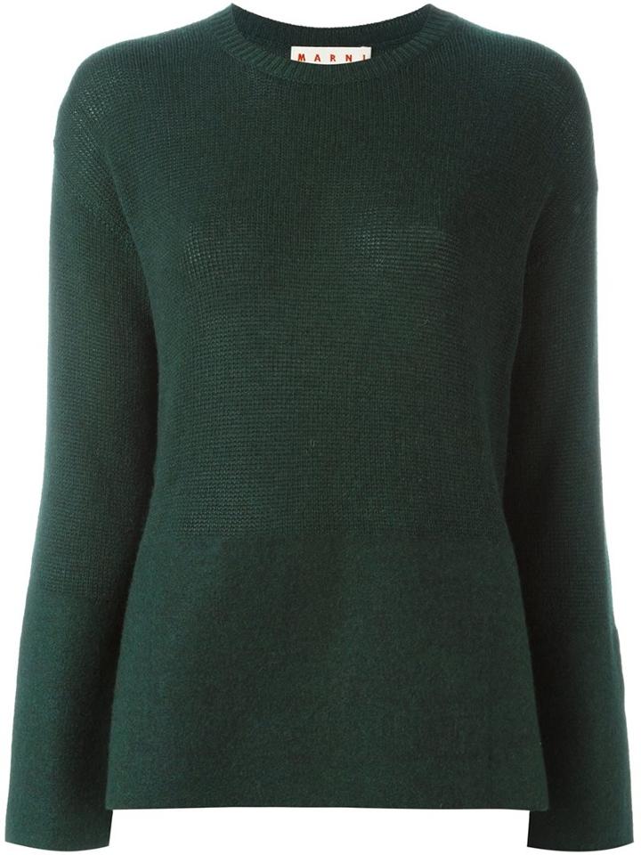 Marni Split Sleeve Jumper, Women's, Size: 42, Green, Cashmere