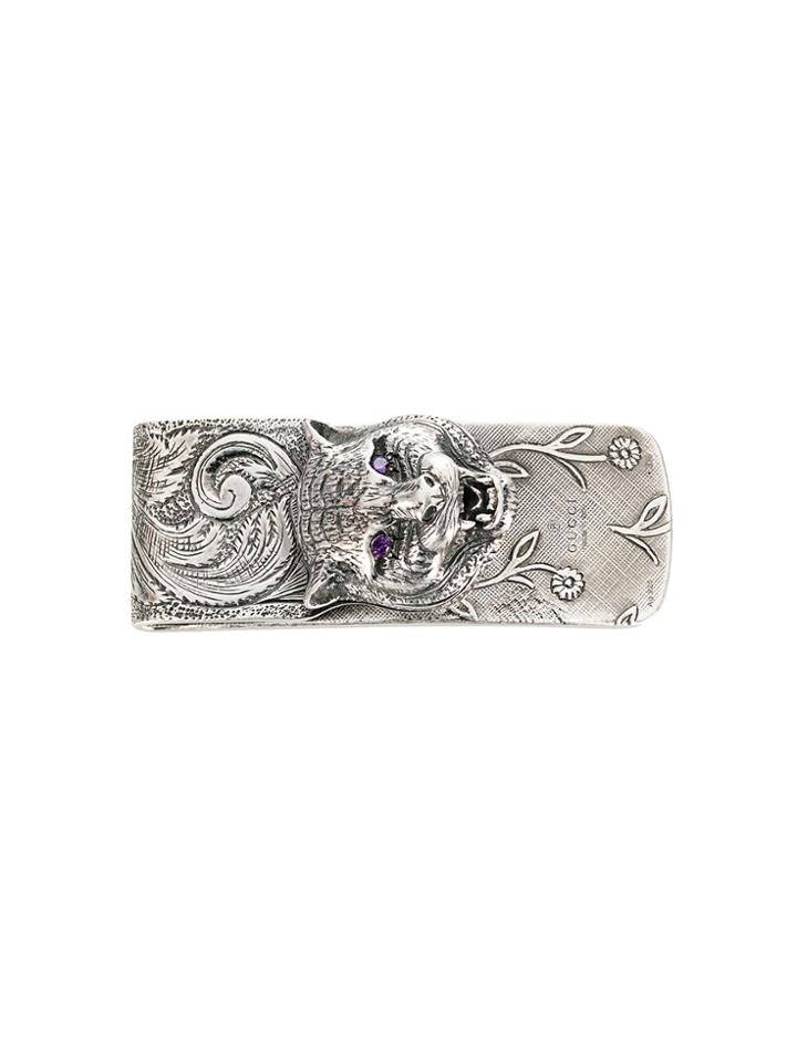 Gucci Gucci Garden Feline Money Clip - Metallic