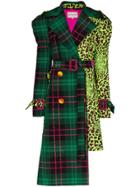 Shuting Qiu Stqiu Chck Leopard Prnt Long Ct - Green