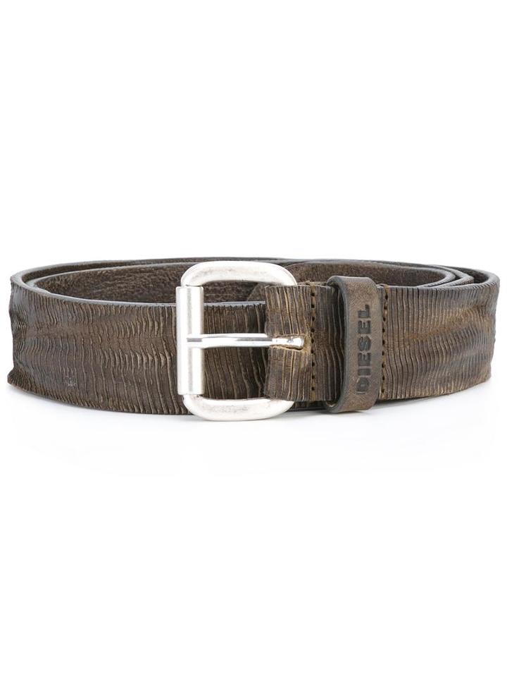 Diesel Textured Belt, Men's, Size: 95, Brown, Calf Leather