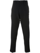Giorgio Armani Elastic Waistband Loose-fit Trousers, Men's, Size: 48, Black, Virgin Wool