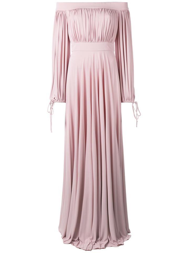 Alexander Mcqueen - Off The Shoulder Gown - Women - Silk/polyamide/spandex/elastane/viscose - 38, Women's, Pink/purple, Silk/polyamide/spandex/elastane/viscose