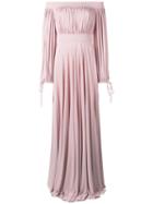 Alexander Mcqueen - Off The Shoulder Gown - Women - Silk/polyamide/spandex/elastane/viscose - 38, Women's, Pink/purple, Silk/polyamide/spandex/elastane/viscose