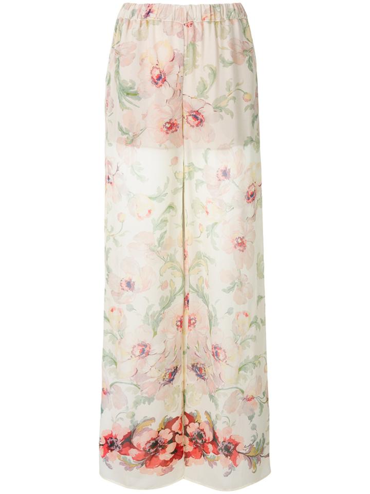 Semicouture Floral Print Trousers - Nude & Neutrals