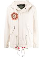 Mr & Mrs Italy Embroidered Patch Hooded Jacket - Neutrals