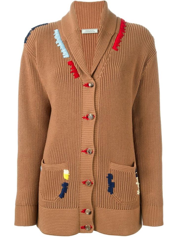 Nina Ricci Embroidered Shawl Neck Cardigan