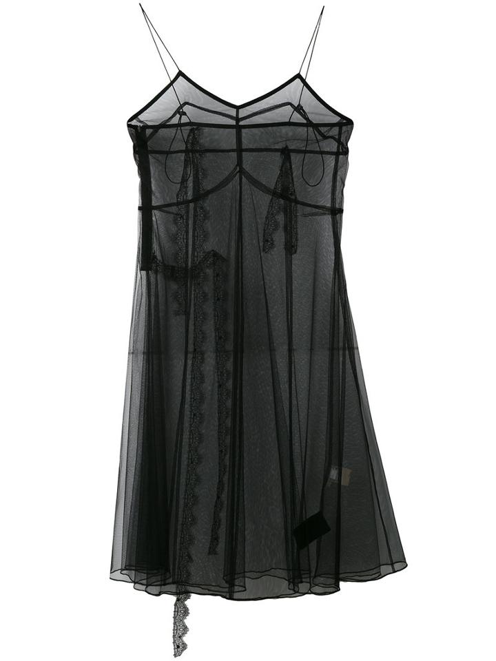 Quetsche Sheer Shift Midi Dress, Women's, Size: 38, Black, Polyester
