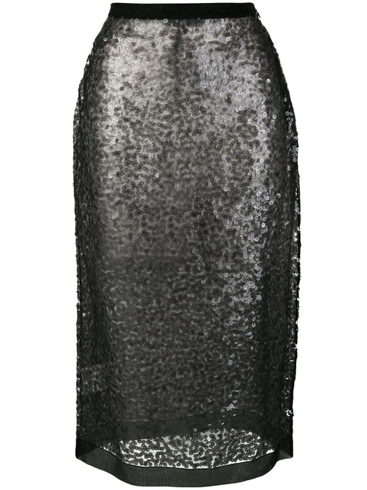 Miu Miu Sequin Straight Skirt - Black