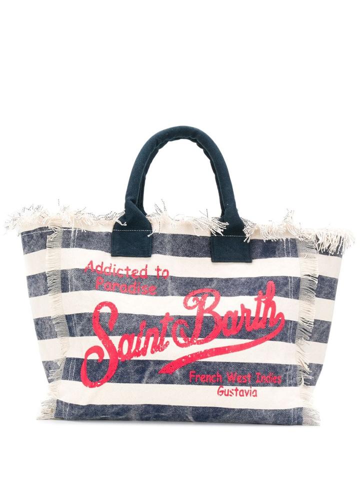Mc2 Saint Barth Logo Striped Tote - Blue