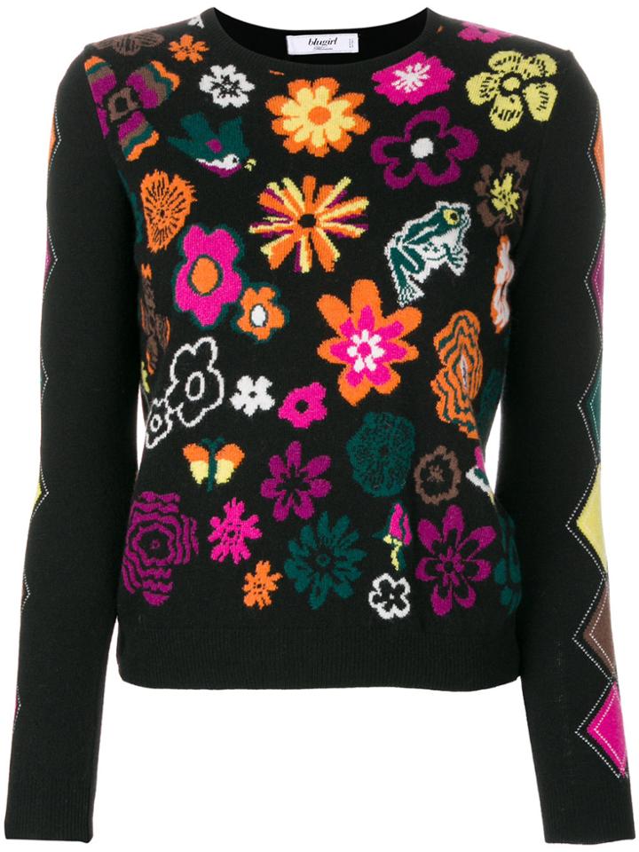 Blugirl Floral Intarsia Sweater - Black