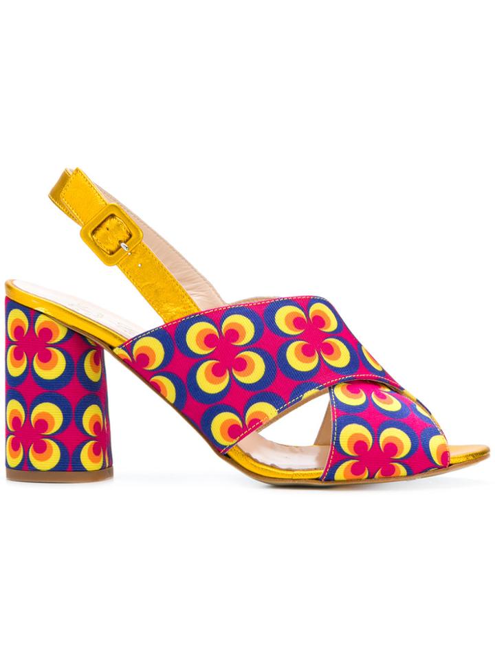 Lenora Embroidered Sling-back Pumps - Pink & Purple