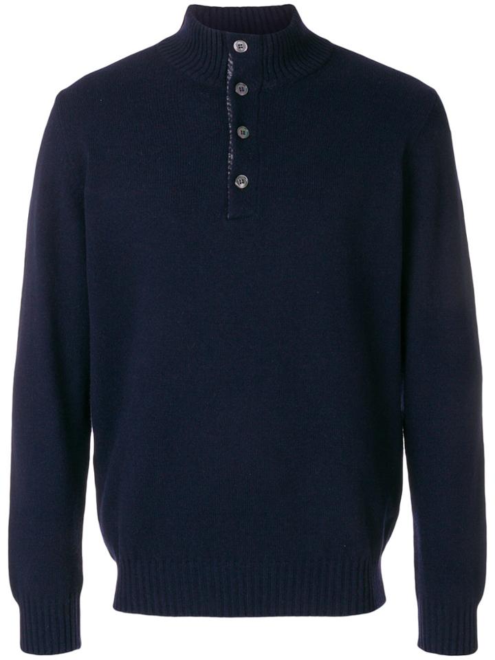 Cenere Gb High Neck Buttoned Sweater - Blue