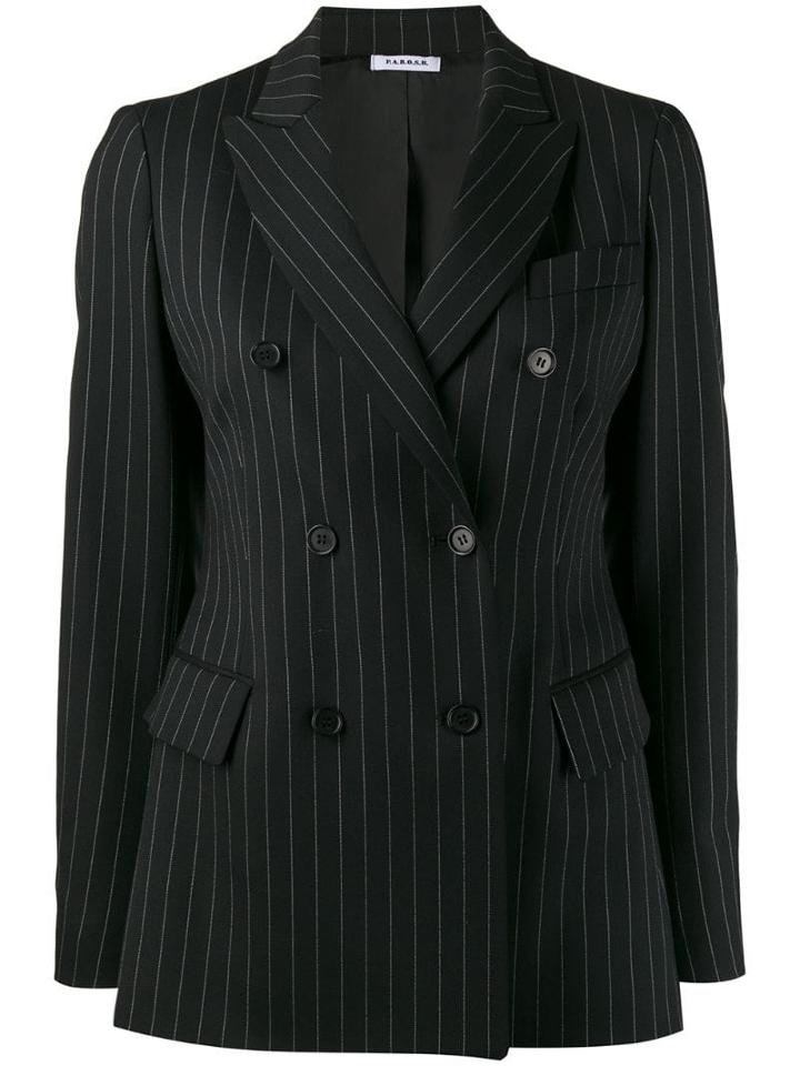 P.a.r.o.s.h. Striped Double Breasted Blazer - Black