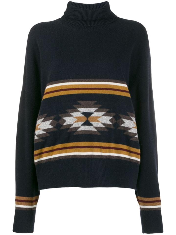 N.peal Jacquard Roll Neck Jumper - Blue