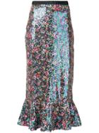 Saloni Iridescent Sequin Mermaid Skirt - Black