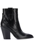 Ash Esquire Snakeskin-effect Ankle Boots - Black