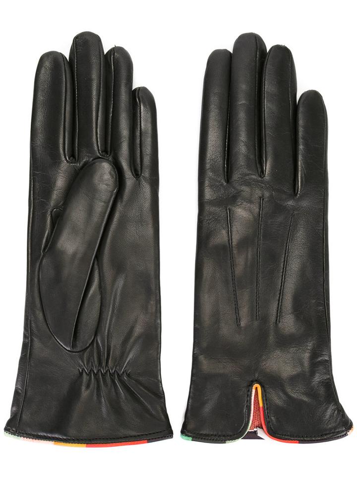 Paul Smith Leather Gloves, Women's, Size: Large, Black, Leather/merino/cashmere/silk