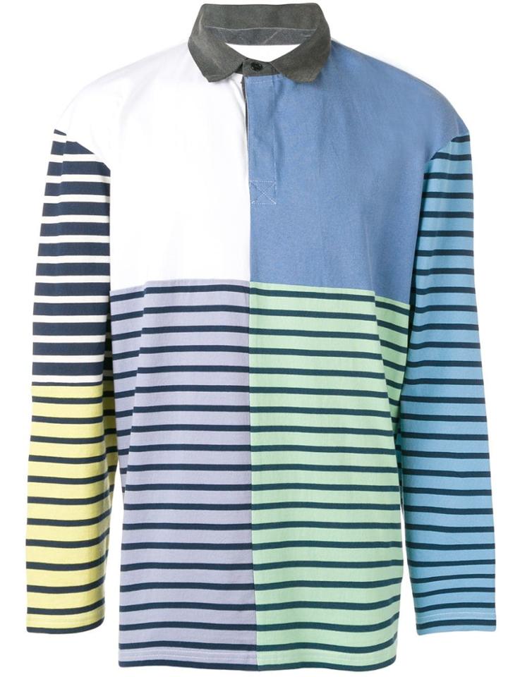 Jw Anderson Striped Patchwork Rugby Polo Top - Blue