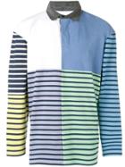 Jw Anderson Striped Patchwork Rugby Polo Top - Blue