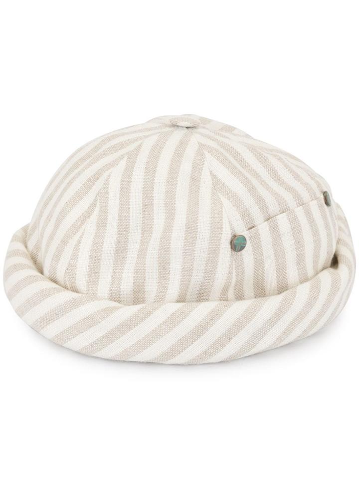 Beton Cire Striped Beanie - White