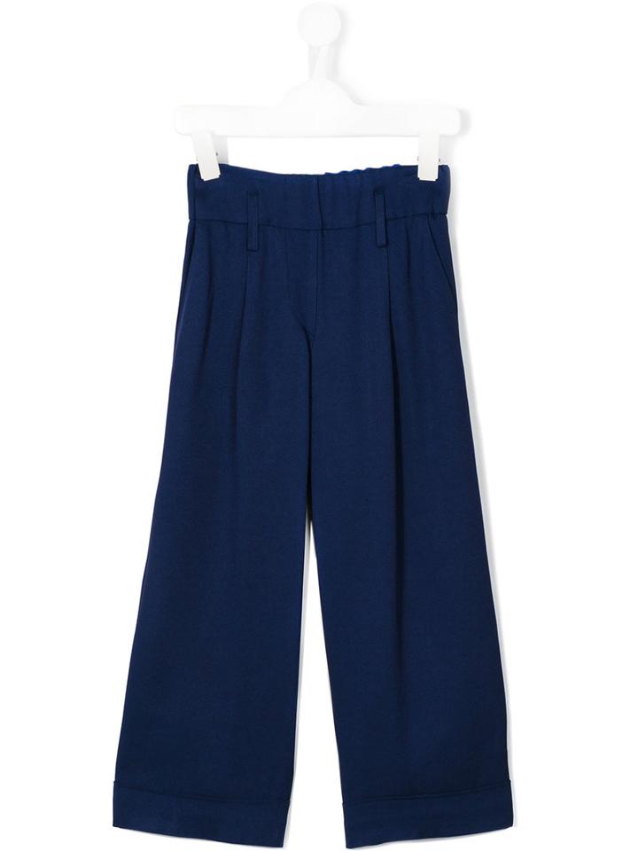 Simonetta - Wide Leg Trousers - Kids - Acetate/viscose - 12 Yrs, Girl's, Blue