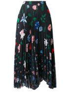 Markus Lupfer - Floral Print Pleated Skirt - Women - Polyester - L, Black, Polyester