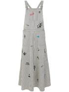 History Repeats Sketch Striped Dungarees - Blue