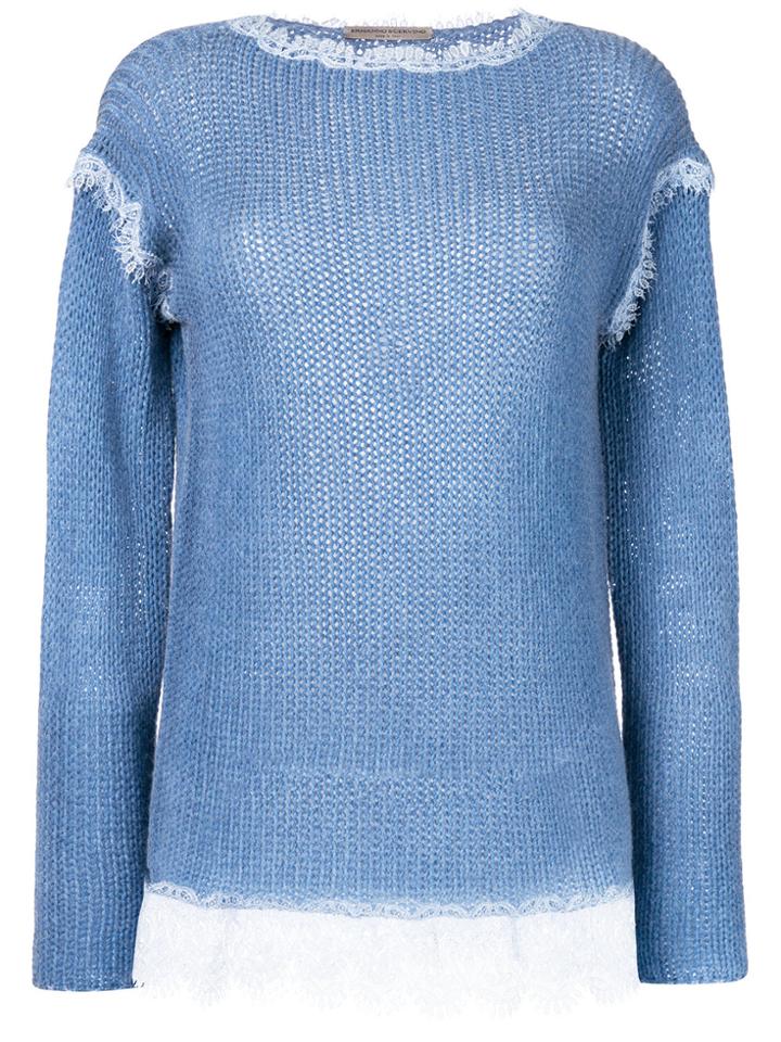 Ermanno Scervino Cashmere Lace Detail Jumper - Blue