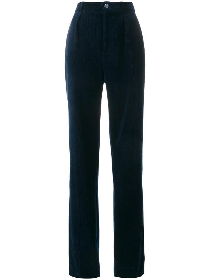 Gucci Straight-leg Corduroy Trousers, Women's, Size: 44, Blue, Cotton/viscose/polyester