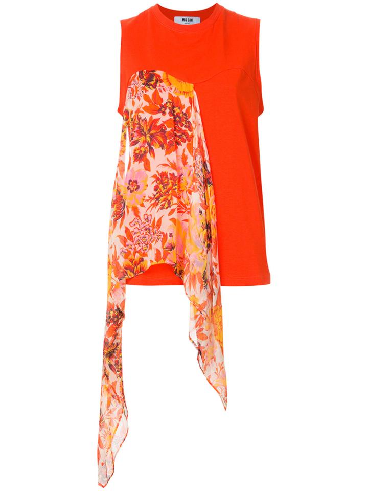 Msgm Scarf Panel Tank Top - Red