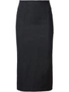 Derek Lam 10 Crosby Straight Midi Skirt, Women's, Size: 2, Black, Linen/flax/polyamide/spandex/elastane