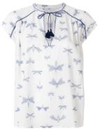 Closed Dragonfly Print Blouse - White
