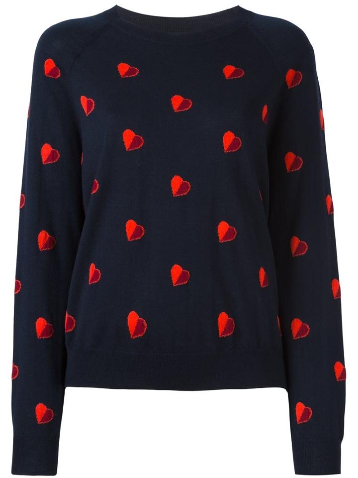 Ps By Paul Smith Heart Intarsia Jumper, Women's, Size: Large, Blue, Merino